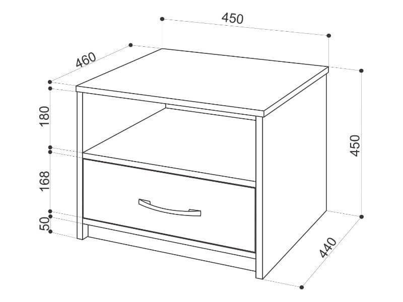 Размер тумбочки в спальню Фото 2