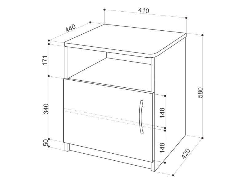 Тумба прикроватная с дверцей и полкой