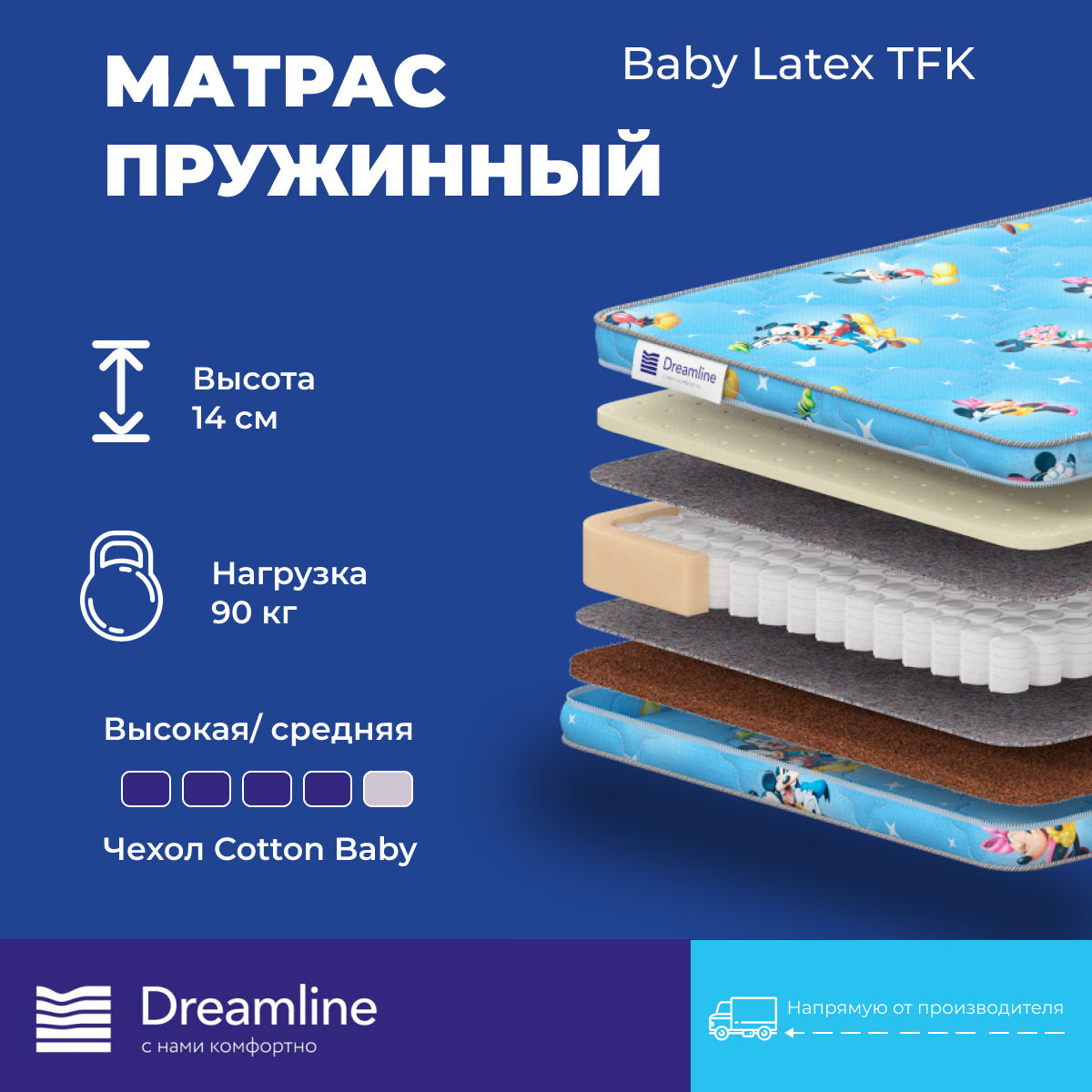 Детский матрас dreamline baby latex tfk